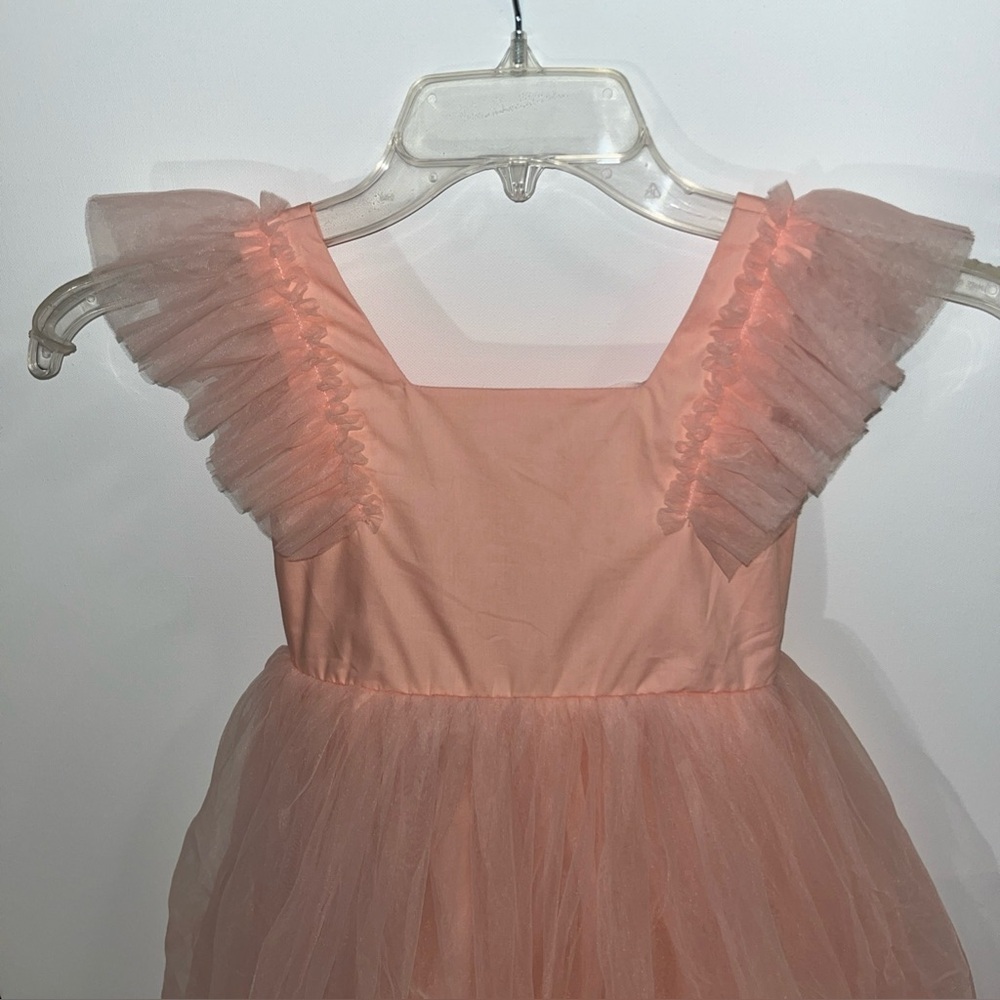 Girl’s Pink Ruffled Tulle Party Dress Size 5/6 Y, 120 cm - Picture 4 of 13